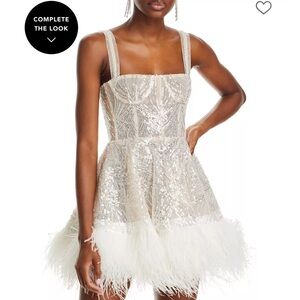 Bronx and Banco Mademoiselle Beaded Bustier White Sequin Dress